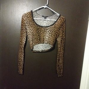 Leopard hooded crop top